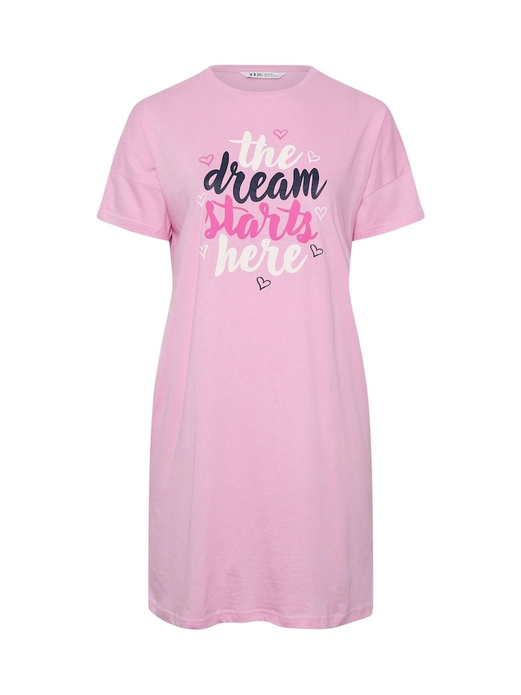 Yours Curve Pink Dream Starts Here Sleeptee 2 Pack - Image 8 of 8