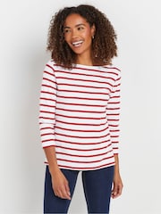 M&Co Red/Navy Blue Floral Print and Stripe Slash Neck 100% Cotton Tops 3 Pack - Image 2 of 9