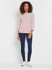 M&Co Red/Navy Blue Floral Print and Stripe Slash Neck 100% Cotton Tops 3 Pack - Image 3 of 9