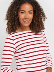 M&Co Red/Navy Blue Floral Print and Stripe Slash Neck 100% Cotton Tops 3 Pack - Image 5 of 9