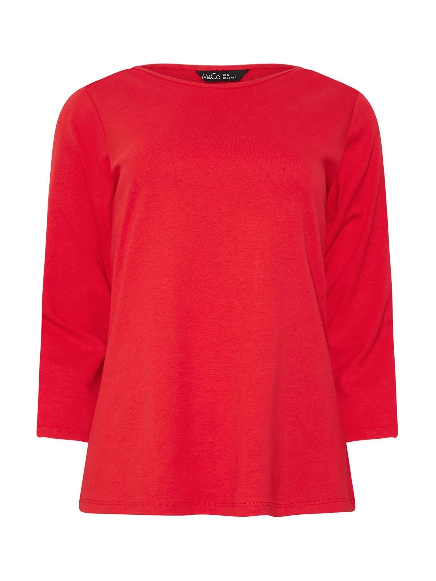 Buy M&Co Red/Navy Blue Floral Print and Stripe Slash Neck 100