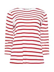 M&Co Red/Navy Blue Floral Print and Stripe Slash Neck 100% Cotton Tops 3 Pack - Image 8 of 9