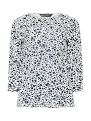 M&Co Red/Navy Blue Floral Print and Stripe Slash Neck 100% Cotton Tops 3 Pack - Image 9 of 9