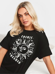 Yours Curve Black Cosmic Dreamer Sleep T-Shirt 2 Pack - Image 5 of 8