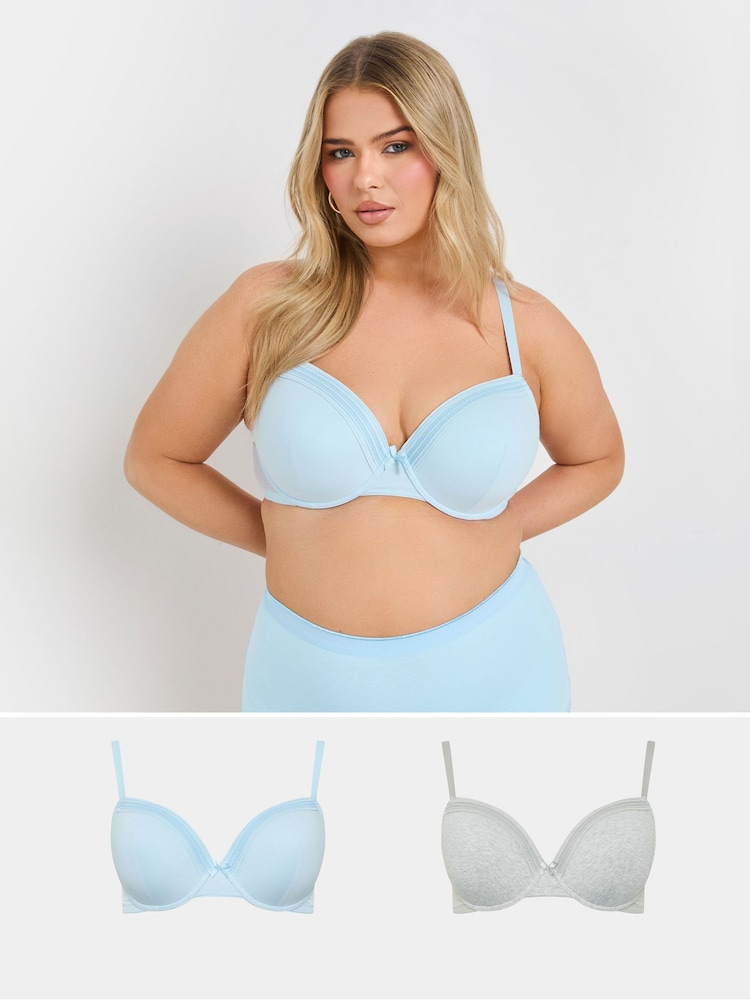 Yours Curve Grey Cotton Padded Bras 2 Pack - Image 1 of 8