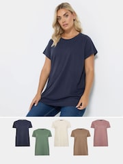 Yours Curve Blue Core Short Sleeve T-Shirts 5 Pack - Image 1 of 10