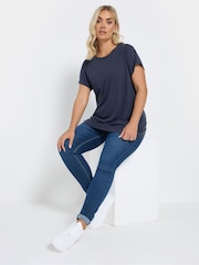 Yours Curve Blue Core Short Sleeve T-Shirts 5 Pack - Image 4 of 10