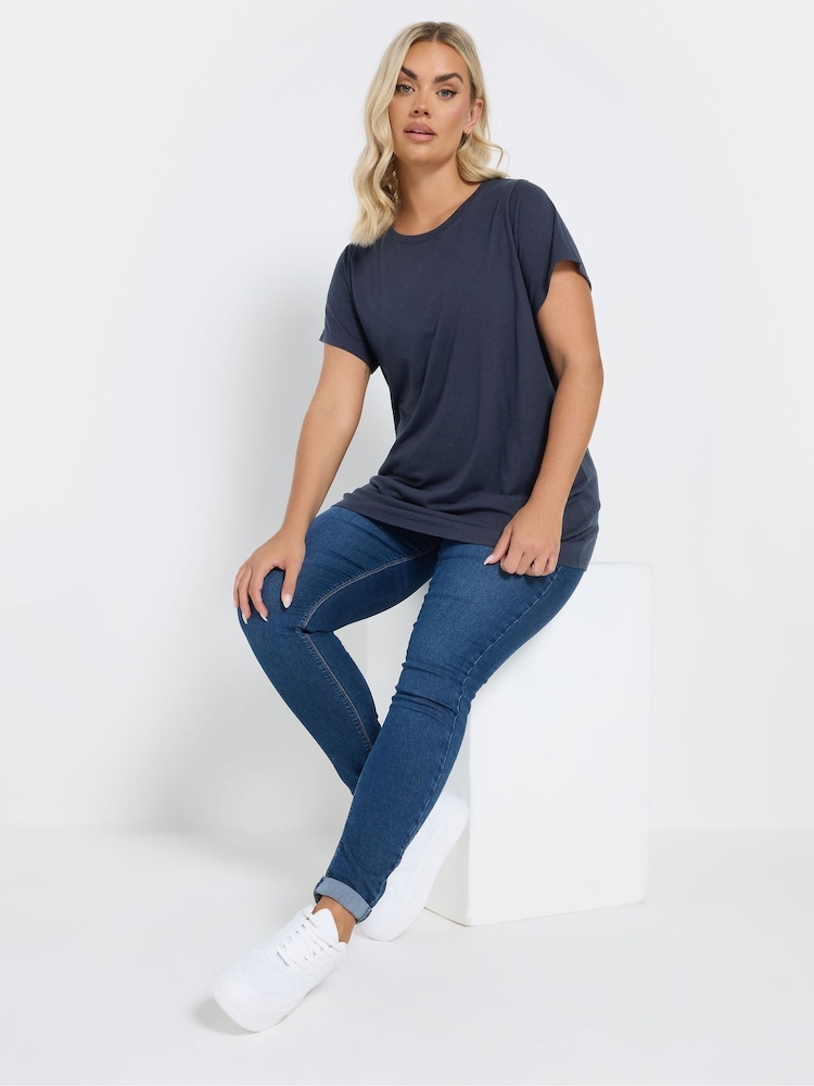 Yours Curve Blue Core Short Sleeve T-Shirts 5 Pack - Image 4 of 10