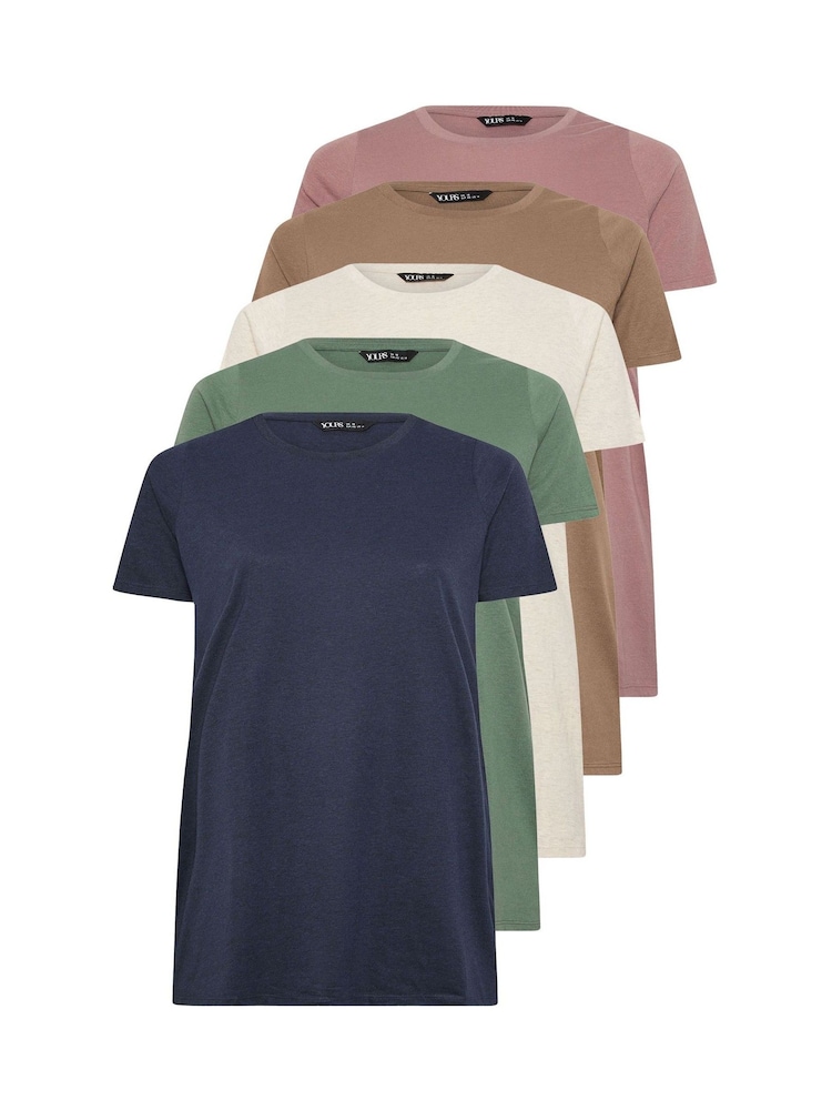 Yours Curve Blue Core Short Sleeve T-Shirts 5 Pack - Image 6 of 10