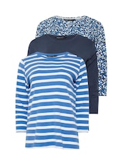 M&Co Stripe & Animal Print Crew Neck Tops 3 Pack - Image 6 of 9