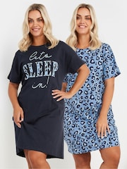 Yours Curve Lets Sleep T-Shirts 2 Pack - Imagen 1 de 8