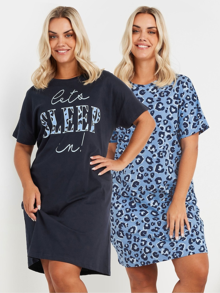 Yours Curve Lets Sleep T-Shirts 2 Pack - Imagen 1 de 8