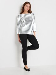 M&Co Navy Blue/White Stripe Slash Neck 100% Cotton Top - Image 2 of 5