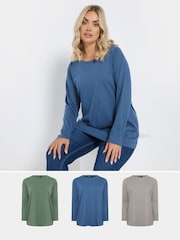 Yours Curve Grey Core Long Sleeve T-Shirts 3 Pack - Image 1 of 6