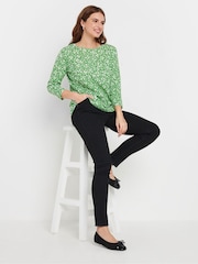 M&Co Green & White Ditsy Floral & Plain Tops Tops 3 Pack - Image 3 of 9