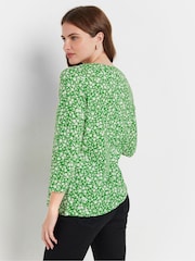 M&Co Green & White Ditsy Floral & Plain Tops Tops 3 Pack - Image 4 of 9
