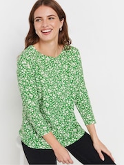 M&Co Green & White Ditsy Floral & Plain Tops Tops 3 Pack - Image 5 of 9