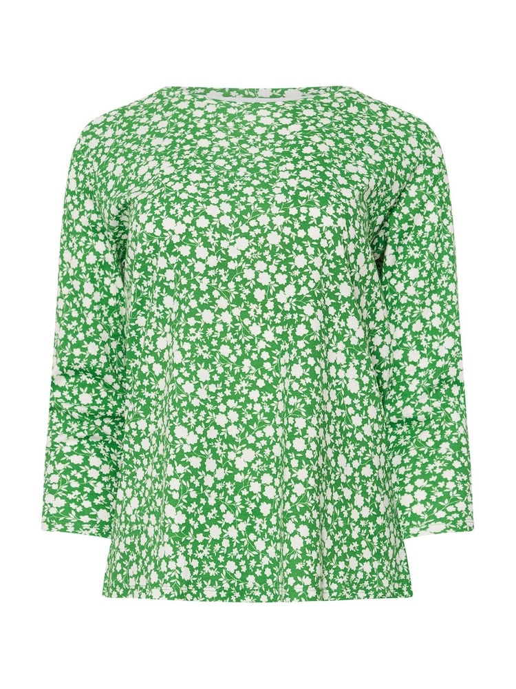 M&Co Green & White Ditsy Floral & Plain Tops Tops 3 Pack - Image 9 of 9