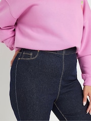 Yours Curve Blue Cropped Jenny Jeggings - Image 4 of 5