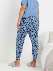 Yours Curve Blue Animal Cuffed 100% Cotton Pyjamas Pant - Image 3 of 5