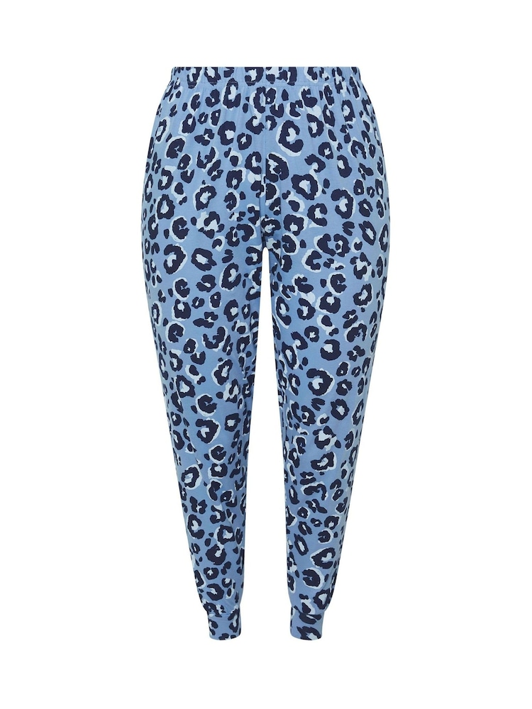 Yours Curve Blue Animal Cuffed 100% Cotton Pyjamas Pant - Image 5 of 5