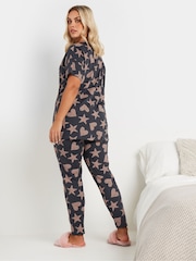 Yours Curve Green Animal Hearts And Stars 100% Cotton Pyjamas Set - Image 2 of 5
