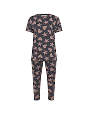 Yours Curve Green Animal Hearts And Stars 100% Cotton Pyjamas Set - Image 5 of 5