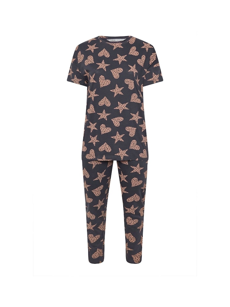 Yours Curve Green Animal Hearts And Stars 100% Cotton Pyjamas Set - Image 5 of 5