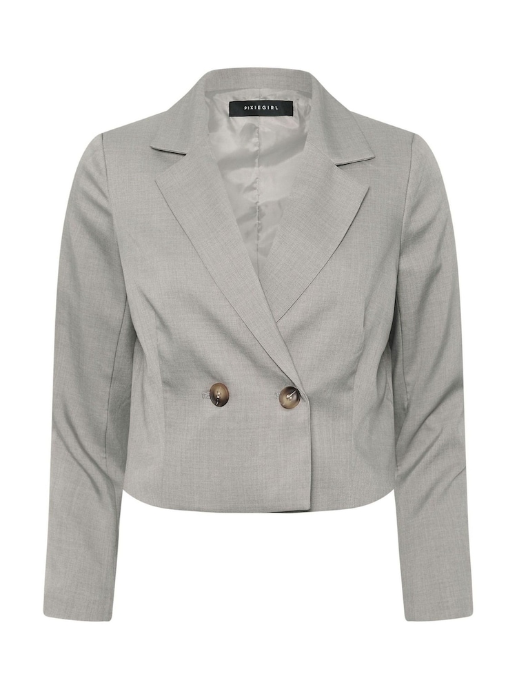 PixieGirl Petite Grey 2 Buttoned Short Jacket - Image 6 of 6 PixieGirl Petite Grey 2 Buttoned Short Jacket - Image 6 of 6