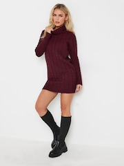 PixieGirl Petite Red Cable Knit Jumper Dress - Image 1 of 5