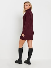 PixieGirl Petite Red Cable Knit Jumper Dress - Image 3 of 5