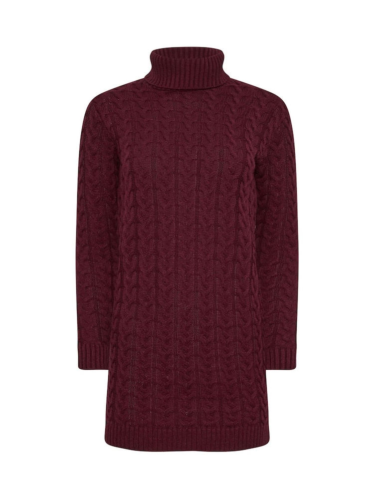 PixieGirl Petite Red Cable Knit Jumper Dress - Image 5 of 5