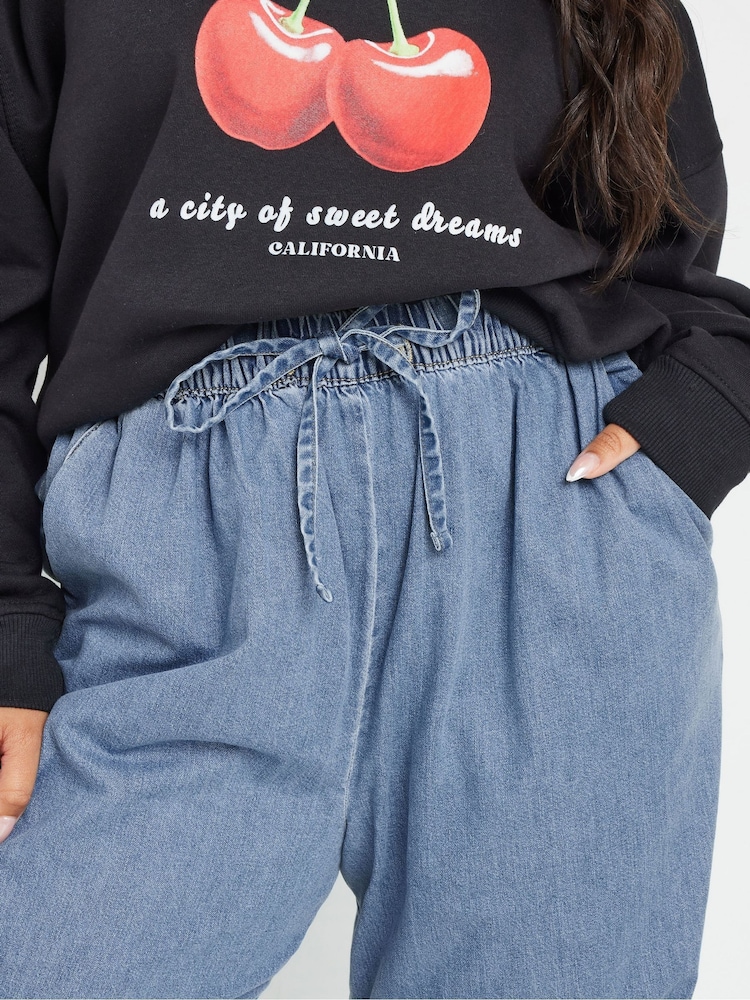 Yours Curve Blue Denim 100% Cotton Jeans - Image 4 of 5