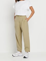 PixieGirl Petite Natural Barrel Button Cuffed Trousers - Image 2 of 5