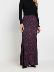 Long Tall Sally Burgundy Red Animal Print Maxi Skirt - Image 2 of 5