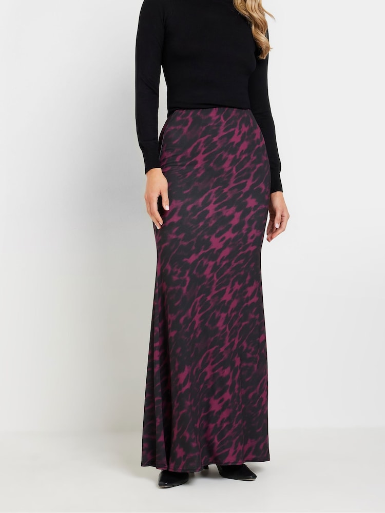 Long Tall Sally Burgundy Red Animal Print Maxi Skirt - Image 2 of 5