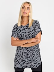 Yours Curve Grey Abstract Print T-Shirt - Image 1 of 5