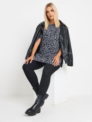 Yours Curve Grey Abstract Print T-Shirt - Image 2 of 5