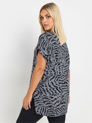 Yours Curve Grey Abstract Print T-Shirt - Image 3 of 5