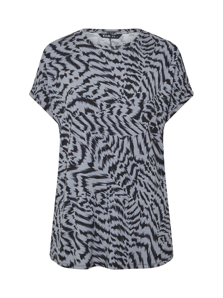 Yours Curve Grey Abstract Print T-Shirt - Image 5 of 5