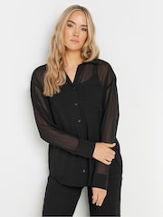 Long Tall Sally Black Georgette Sheer Shirt - Image 1 of 5
