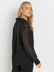 Long Tall Sally Black Georgette Sheer Shirt - Image 3 of 5