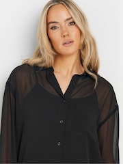 Long Tall Sally Black Georgette Sheer Shirt - Image 4 of 5