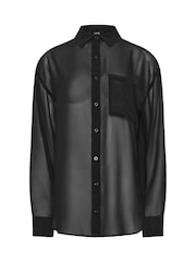 Long Tall Sally Black Georgette Sheer Shirt - Image 5 of 5