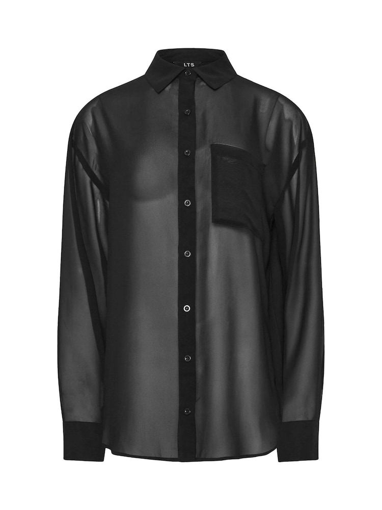 Long Tall Sally Black Georgette Sheer Shirt - Image 5 of 5