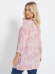 Yours Curve Pink Tie Front Top - Image 4 of 6