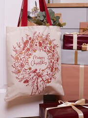 Victoria Eggs Red Christmas Wreath Canvas Bag - Image 2 of 3