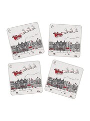 Victoria Eggs Red Santas Sleigh set of 4 Coasters - Image 3 of 3