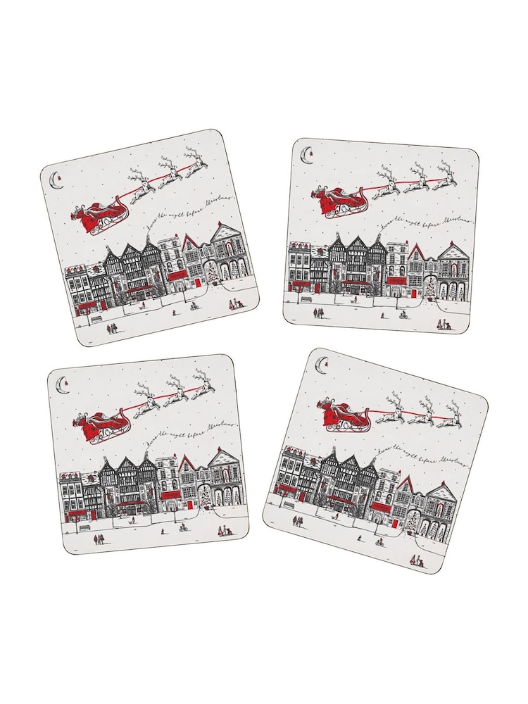 Victoria Eggs Red Santas Sleigh set of 4 Coasters - Image 3 of 3