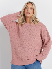 Yours Curve Pink Pointelle Chenille Jumper - Image 1 of 5